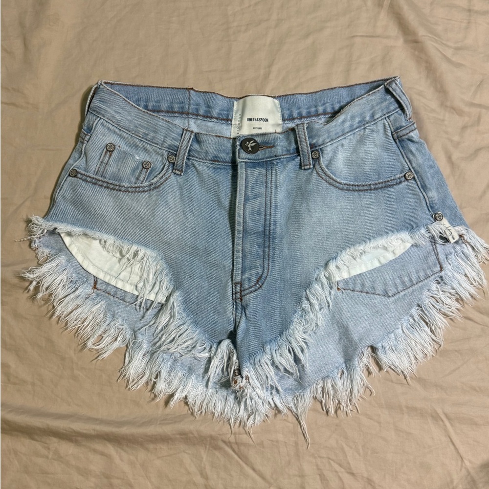 One Teaspoon Frayed rollers Jean denim Shorts